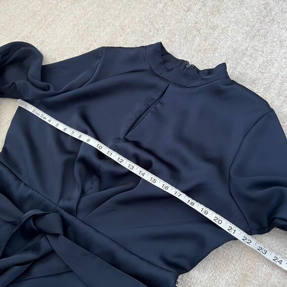 Banana Republic Factory Blue Satin Long Sleeve Dress 16 - Picture 7 of 9